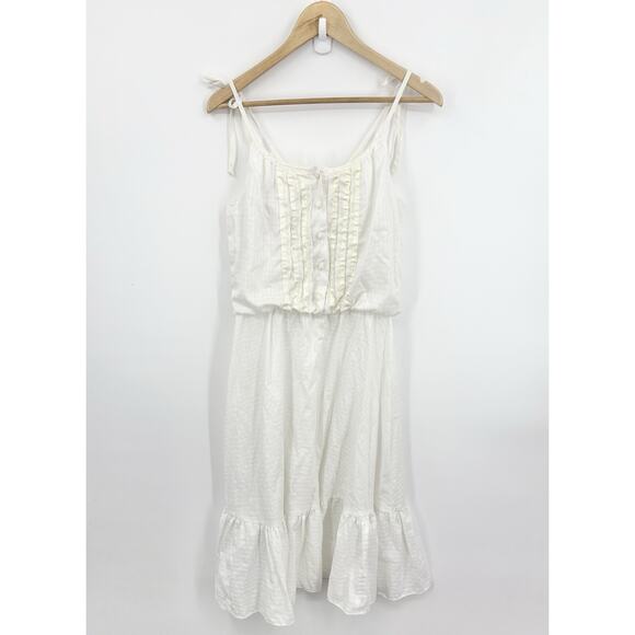 Vintage 70s Prairie Dress 13 Medium Cottage Boho Eyelet Wedding Fairy Ren Fair - Picture 1 of 8